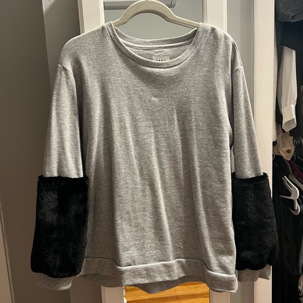 Gray and Black Women's Top